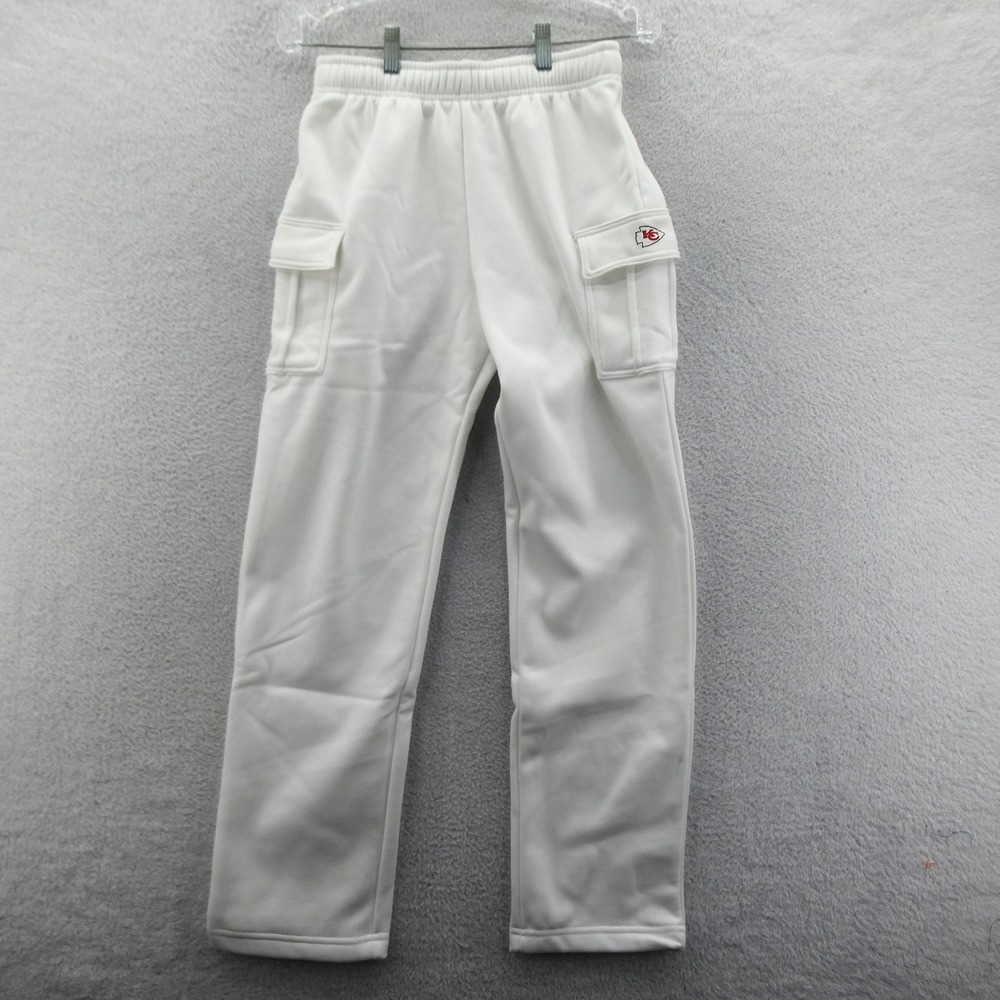 NFL Pants Womens Small Kansas City Chiefs White Cargo Fleece Sweatpants Cotton